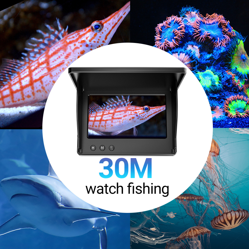 Naujas tarpvalstybinis produktas, 4,3 colio vandeniui atsparus žvejybos įrenginys naktinei žvejybai, žuvų paieškai, žuvų stebėjimo vaizdinis prietaisas, plataus kampo endoskopas HD
