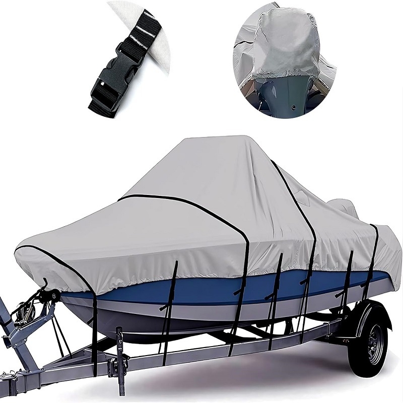 Eksportinis valties uždangalas iš Oksfordo audinio, 210D sidabro spalvos, valties uždangalas, apsauga nuo saulės, apsauga nuo lietaus, sniego, lapai ir kiti smulkūs daiktai, padedantys valties uždangalui išlikti švariam.