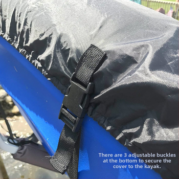 Oksfordas auduma, sudraba pārklājuma kajaka ūdensnecaurlaidīgs un putekļus necaurlaidīgs pārvalks iekštelpu un āra kajaka pārvalkam pāri robežām