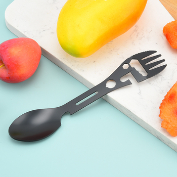 Lauko daugiafunkcis veržliaraktis butelių atidarytuvas šaukštas skardinių atidarytuvas žuvies šakutė šaukštas stovyklavimo stalo reikmenys šaukštas