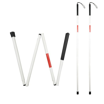 Kokkupandav pimekepp alumiiniumisulamist kahevärvilise helkurkilega pimekepp nelja volditud kaasaskantava juhikuga kõndimiskepiga