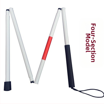 Kokkupandav pimekepp alumiiniumisulamist kahevärvilise helkurkilega pimekepp nelja volditud kaasaskantava juhikuga kõndimiskepiga