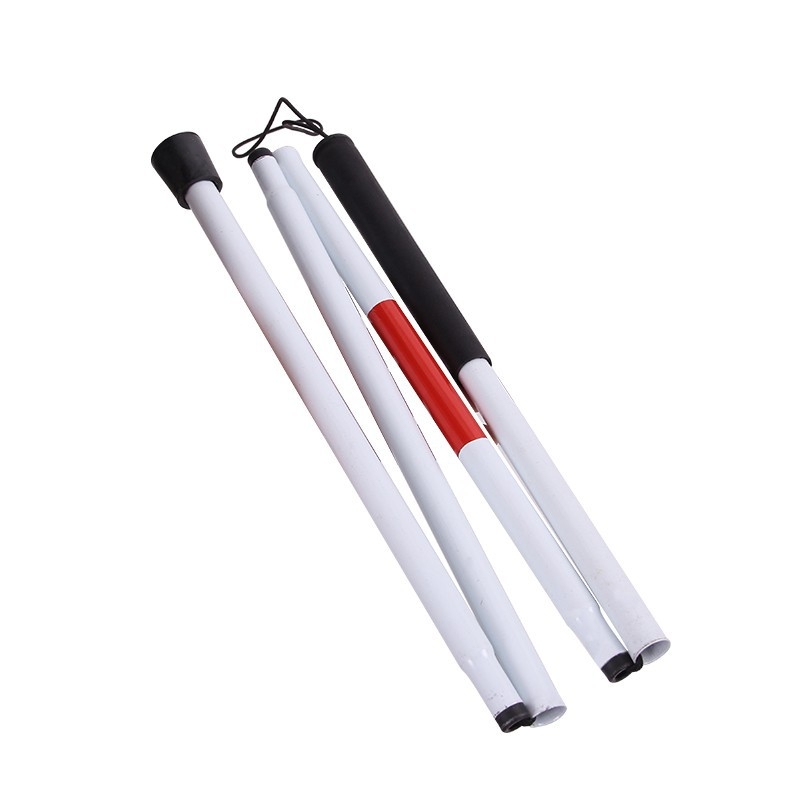 Kokkupandav pimekepp alumiiniumisulamist kahevärvilise helkurkilega pimekepp nelja volditud kaasaskantava juhikuga kõndimiskepiga