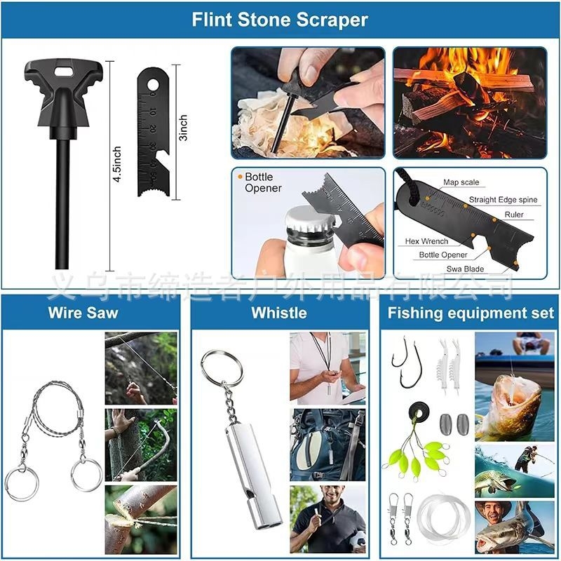 Κιτ επιβίωσης αυτοκινήτου και κιτ πρώτων βοηθειών Επαγγελματικός εξοπλισμός επιβίωσης Εργαλεία στολή Επιβίωσης Στολή κάμπινγκ για υπαίθριες δραστηριότητες