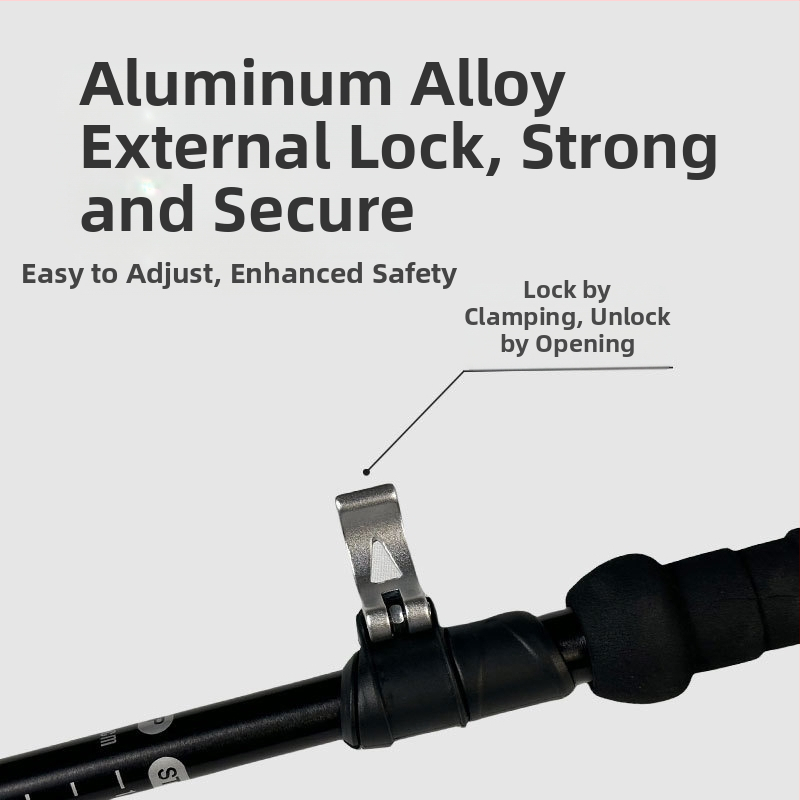 Алуминиева сплав 7075 Трекинг щеки Туристически бастуни за крос-кънтри Външно заключване Пътуване на открито Петсекционни сгъваеми трекинг щеки Туристически бастуни