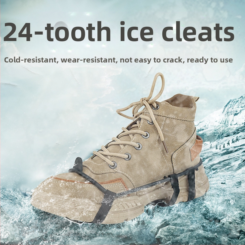 Vonkajší 24-zubový mangánový oceľový ľadový pazúr s dvadsiatimi štyrmi zubami, protišmykový snehový návlek na topánky, zimné horolezecké topánky, klinec na retiazku na topánky, skladom, dávka