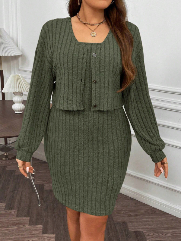 Sõltumatu jaama piiriülene pluss-suuruses naisterõivad lihtne pendeldaja kleit sügiseks ja talveks uus Yujie pendeldaja kaheosaline seelik