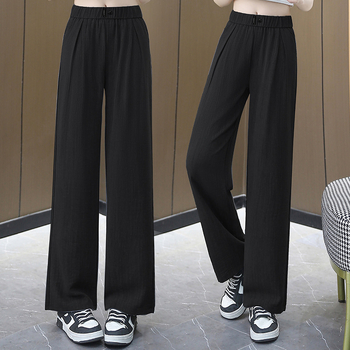 2025 Нови пристигащи прави панталони, модни тесни, за майки на средна възраст, дълги панталони с широки крачоли, тънки, свободни, ежедневни панталони за жени