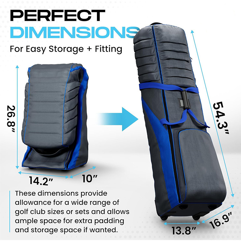 Gamintojo paruoštas golfo aviacijos krepšys, prabangus skriemulio tipo, atsparus susidūrimams, didelės talpos golfo kelioninis krepšys su languotu logotipu