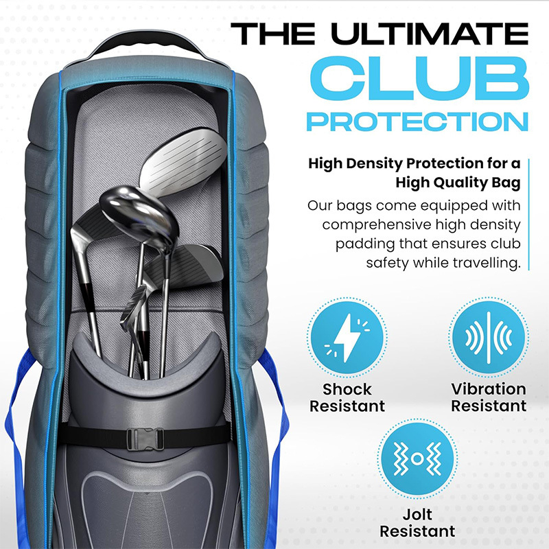 Gamintojo paruoštas golfo aviacijos krepšys, prabangus skriemulio tipo, atsparus susidūrimams, didelės talpos golfo kelioninis krepšys su languotu logotipu