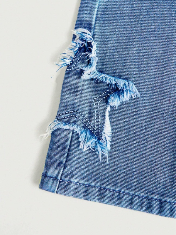 Naistele mõeldud sirge säärega teksad, ekspordiks eritellimusel valmistatud, kulunud lapitehnikas tutiga moodsed naiste teksad, Zengcheng Xintang denim