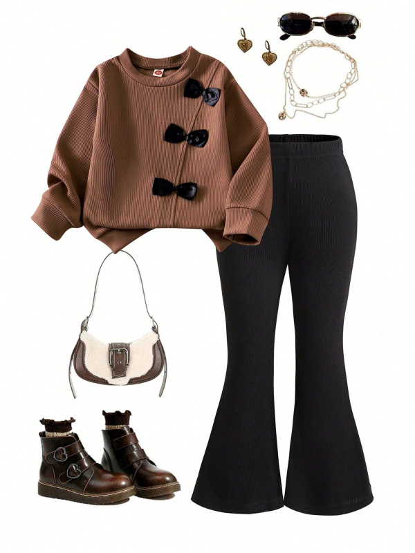 Amazoni Euroopa ja Ameerika Ühendriikide kolmemõõtmeline lipsuga pruun kampsun vabaaja laienevate pükste ülikond