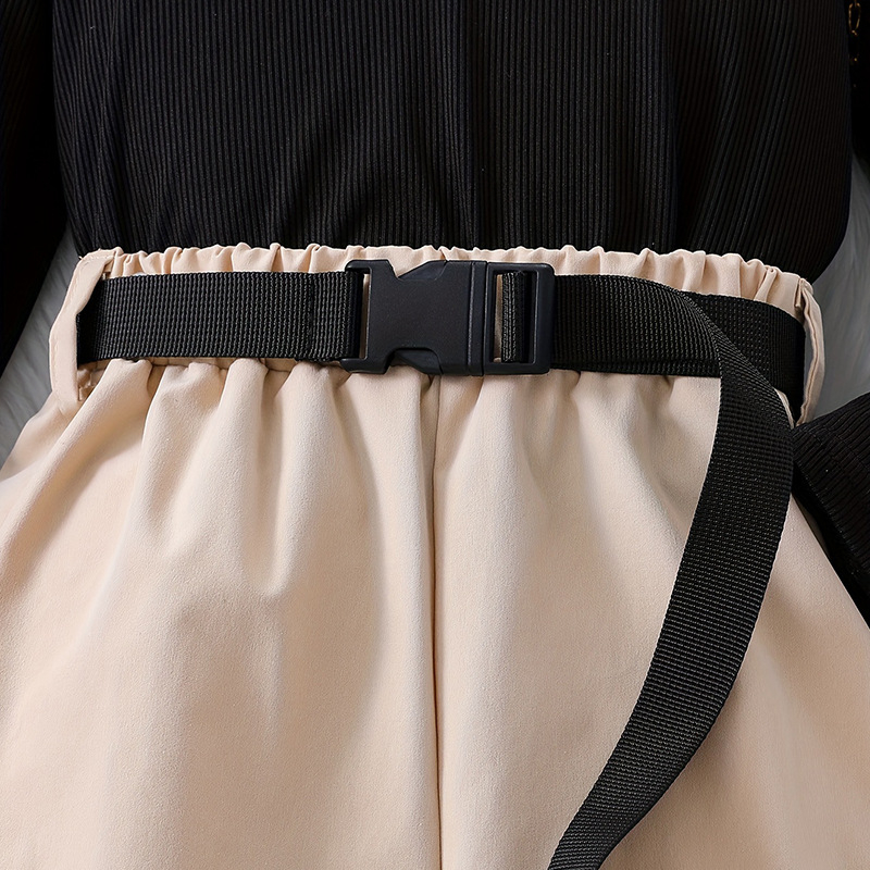 Prekogranične jesenske djevojačke zgodne hlače od hrpe, dvodijelne pletene hlače s otvorenim ramenima i gornjim pojasom, ležerne hlače s vezanim nogavicama