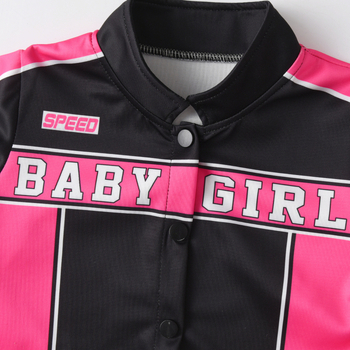 Ευρωπαϊκό και αμερικανικό στυλ νέων κοριτσιών σπορ μοτοσικλέτα στυλ γράμμα που ταιριάζει με το χρώμα μακρυμάνικο παλτό γιλέκο φούστα κοστούμι