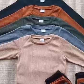 5 komplekti 10-osalisi vabaaja stiilis vahvliga ühevärvilisi pikkade varrukatega pükse, beebiülikond poistele ja tüdrukutele, koduriided, intiimsed pidžaamad