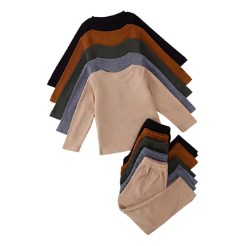 5 komplekti 10-osalisi vabaaja stiilis vahvliga ühevärvilisi pikkade varrukatega pükse, beebiülikond poistele ja tüdrukutele, koduriided, intiimsed pidžaamad