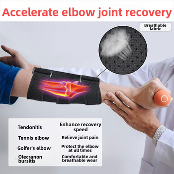 Sportinis alkūnės įtvaras su plienine plokštele, reguliuojamas kompresinis rankos dirželis patempimų atstatymui ir apsaugai nuo smūgių