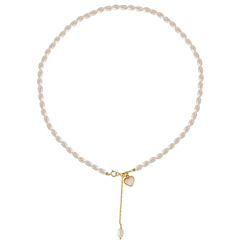 Γυναικείο κολιέ με απομίμηση μαργαριταριών, κομψό ρετρό γαλλικό μενταγιόν φωτιστικό σε σχήμα καρδιάς, από λευκό γλυκό νερό, υψηλής ποιότητας, σε σχήμα αλυσίδας κλείδας