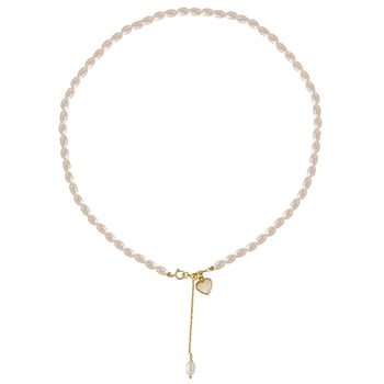 Γυναικείο κολιέ με απομίμηση μαργαριταριών, κομψό ρετρό γαλλικό μενταγιόν φωτιστικό σε σχήμα καρδιάς, από λευκό γλυκό νερό, υψηλής ποιότητας, σε σχήμα αλυσίδας κλείδας