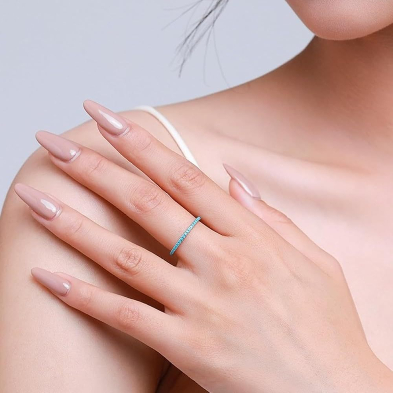 wiSh kuummüük populaarne S925 hõbedast sõrmus naistele mitmekülgne peen populaarne õhuke sõrmus türkiissinine virnastatav disainisõrmus