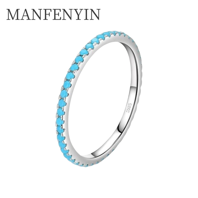 wiSh kuummüük populaarne S925 hõbedast sõrmus naistele mitmekülgne peen populaarne õhuke sõrmus türkiissinine virnastatav disainisõrmus