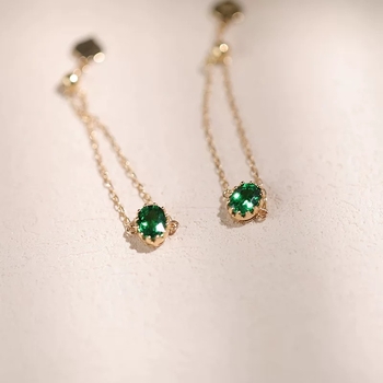 Δαχτυλίδι με ασημένια επιμετάλλωση S925 από ασήμι 14 καρατίων με πλούσια σαφράν και Cazani, πράσινο οβάλ, για γυναίκες, ρυθμιζόμενο δαχτυλίδι με αλυσίδα, δαχτυλίδι με αλυσίδα