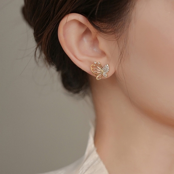 S925 Pillangós, mikroberakásos cirkon fülbevalók, csúcskategóriás, könnyed, luxus dizájn, hangulatos, üreges, személyre szabott tavaszi és nyári fülbevalók nőknek