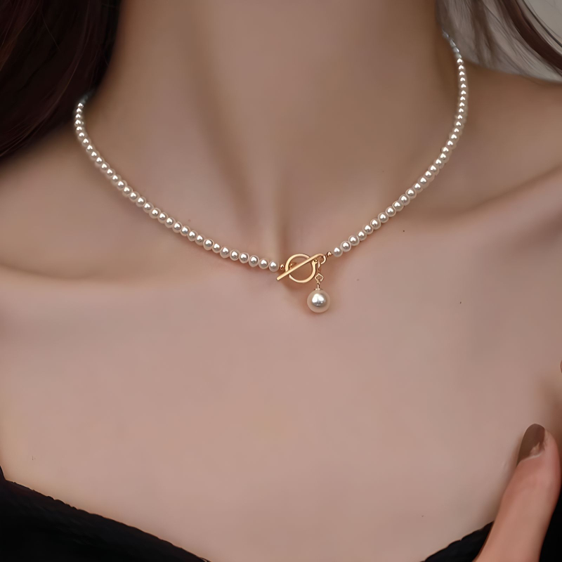 Hõbedane Bei Shijia universaalne luigekaelusega ümmargune kerge pärlmutterkaelakee naistele Meiya tipptasemel lihtne OT pandlaga rangluukett