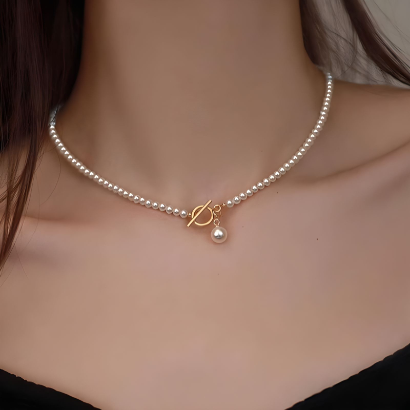 Hõbedane Bei Shijia universaalne luigekaelusega ümmargune kerge pärlmutterkaelakee naistele Meiya tipptasemel lihtne OT pandlaga rangluukett