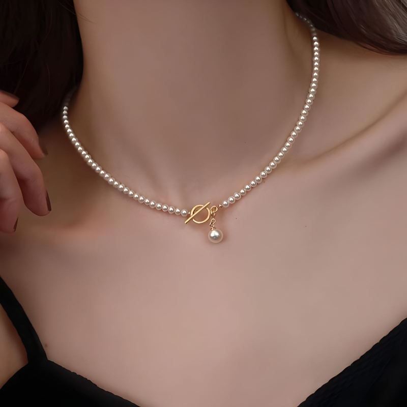 Hõbedane Bei Shijia universaalne luigekaelusega ümmargune kerge pärlmutterkaelakee naistele Meiya tipptasemel lihtne OT pandlaga rangluukett