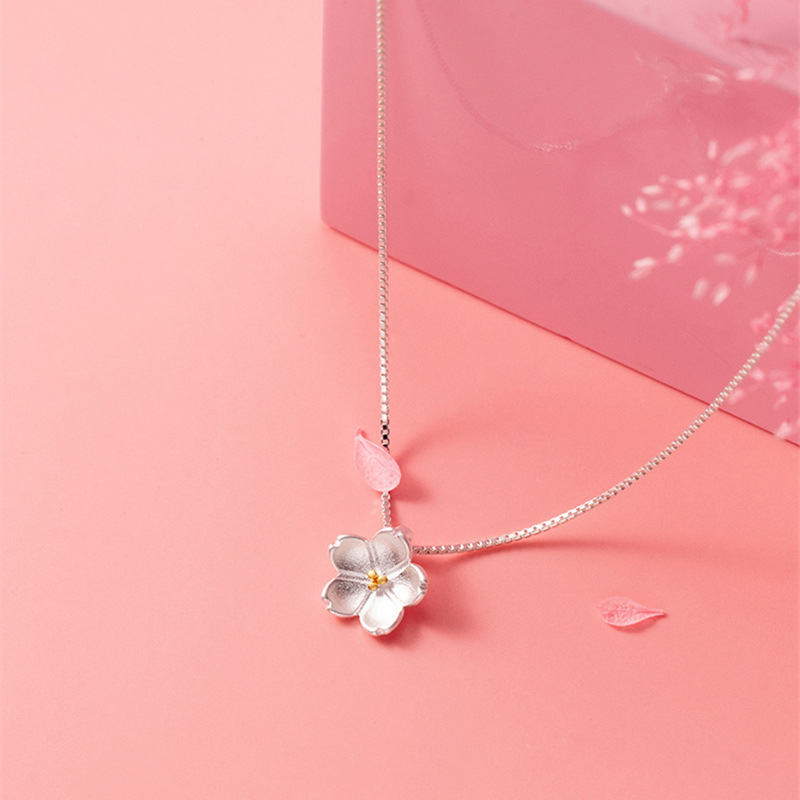 Colier cu margarete asortate pentru femei, bijuterii de lux de înaltă calitate, din argint sterlin, cu flori de cireș, lanț de claviculă, pandantiv cu flori, en-gros