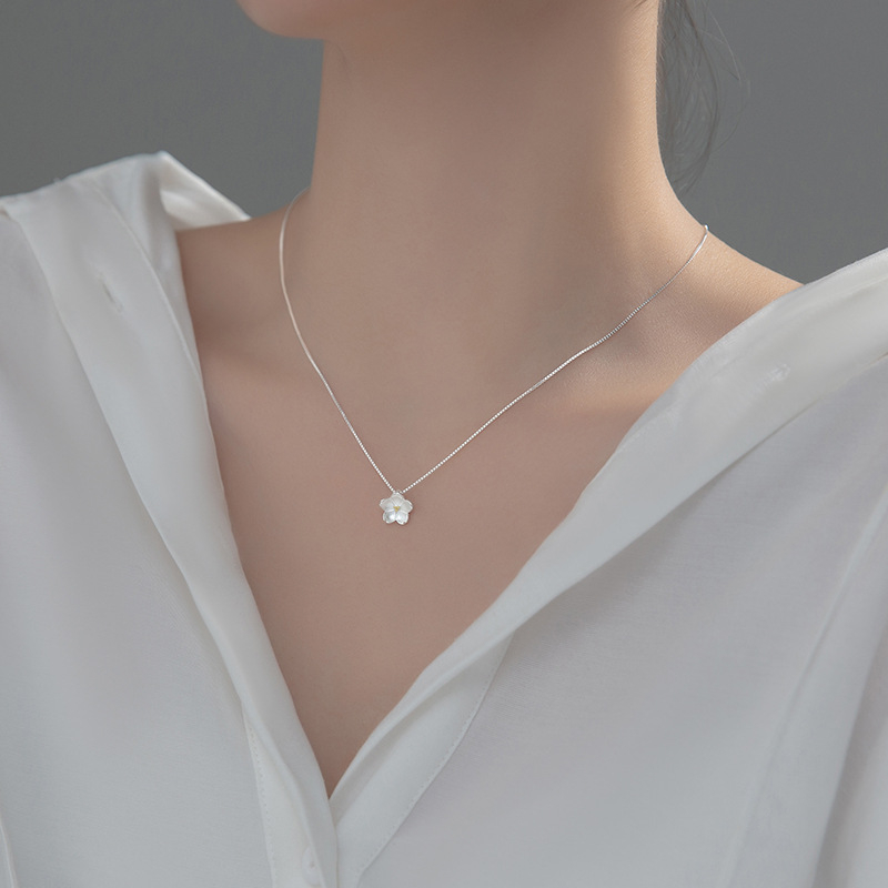 Colier cu margarete asortate pentru femei, bijuterii de lux de înaltă calitate, din argint sterlin, cu flori de cireș, lanț de claviculă, pandantiv cu flori, en-gros