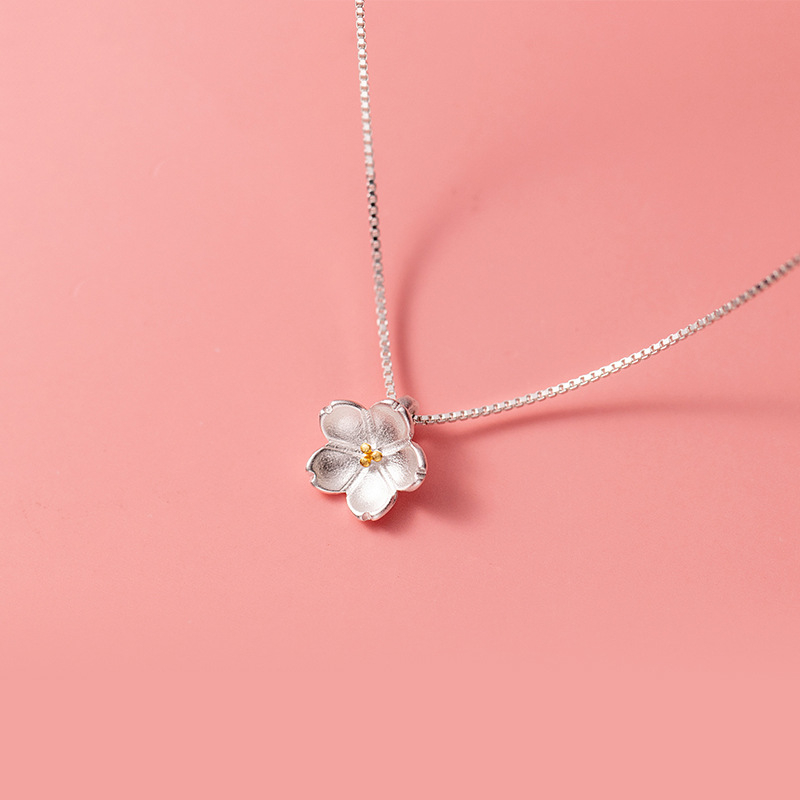 Colier cu margarete asortate pentru femei, bijuterii de lux de înaltă calitate, din argint sterlin, cu flori de cireș, lanț de claviculă, pandantiv cu flori, en-gros