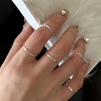 Δαχτυλίδι Ganjia S925 από ασήμι 925, γυναικείο σχέδιο, δαχτυλίδι με υφή χαρτιού και άνοιγμα niche, με κρύο άνεμο, λεπτό κύκλωμα, σε στοίβα