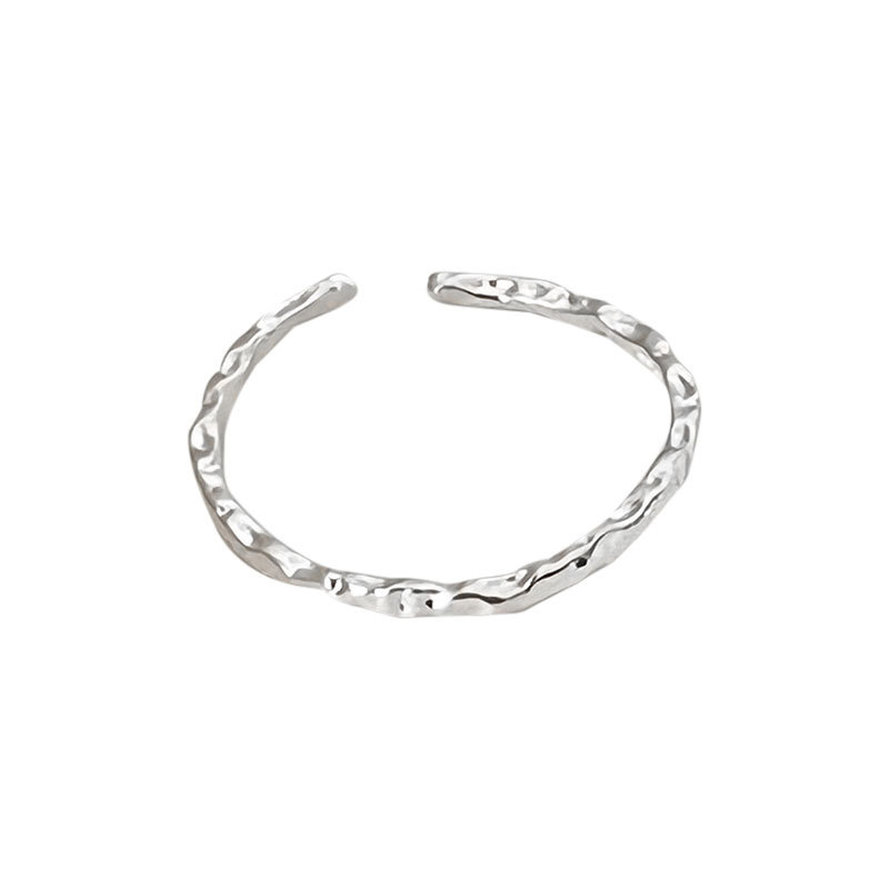 Ganjia S925 srebrni prsten za žene, dizajn niše, otvor od kositra, tekstura papira, hladan vjetar, fini krug, složeni prsten