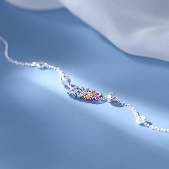 925 hõbedast vikerkaarevärviline väikese vöökohaga kaelakee, kerge, luksuslik, moodne ja elegantne ringikujulise ripatsiga kaelakee, hulgimüügist ja kohaletoimetamisega