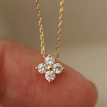 Късметлийско ~ S925 посребрено 18K златно колие Clover, малко, дамско, верижка за ключица, лек лукс, ниша, усъвършенстван дизайн, смисъл