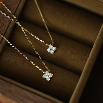 Късметлийско ~ S925 посребрено 18K златно колие Clover, малко, дамско, верижка за ключица, лек лукс, ниша, усъвършенстван дизайн, смисъл