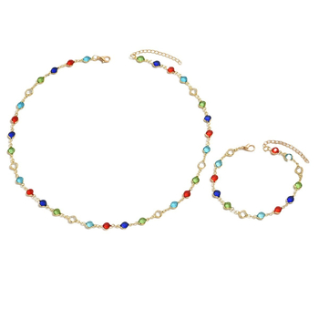 Explozii în stil european și american, brățară de culoare, colier, bijuterii de cristal cu personalitate, costum, caracteristici simple, bijuterii en-gros