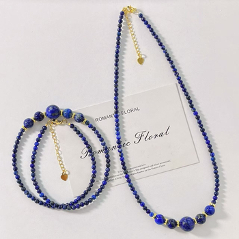 κολιέ αλυσίδας κλείδας υψηλής ποιότητας με φυσικό λάπις λαζουρίτη και σχεδιασμό αισθητικής
