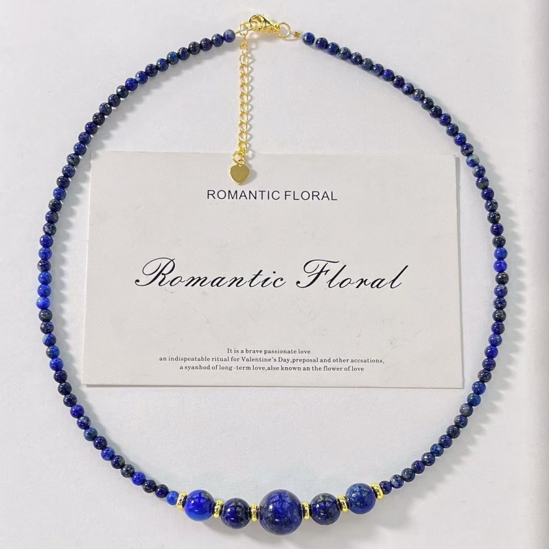 Kvaliteetne naturaalse lapis lazureiidi disainiga rangluukujulise ketiga kaelakee