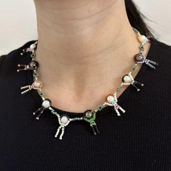 Κολιέ Ins Same Style J.Kim Villain με Λουλούδι, Απλές Μαργαριτάρι, Χάντρες Εισαγόμενου Ρυζιού