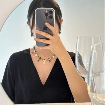 Κολιέ Ins Same Style J.Kim Villain με Λουλούδι, Απλές Μαργαριτάρι, Χάντρες Εισαγόμενου Ρυζιού