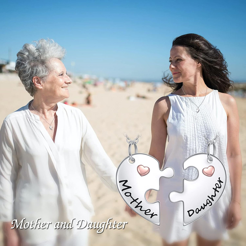 Hõbetatud emadepäeva sünnipäeva ehted, ema, tütar, isa, abikaasa, risti äärega kaelakee