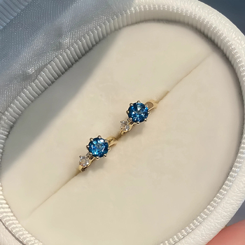 Σκουλαρίκια S925 επιχρυσωμένα με χρυσό 14 καρατίων με μπλε ζιργκόν για γυναίκες, μοντέρνα, ευέλικτα, προσβάσιμα, πολυτελή, συμπαγή σκουλαρίκια, σκουλαρίκια