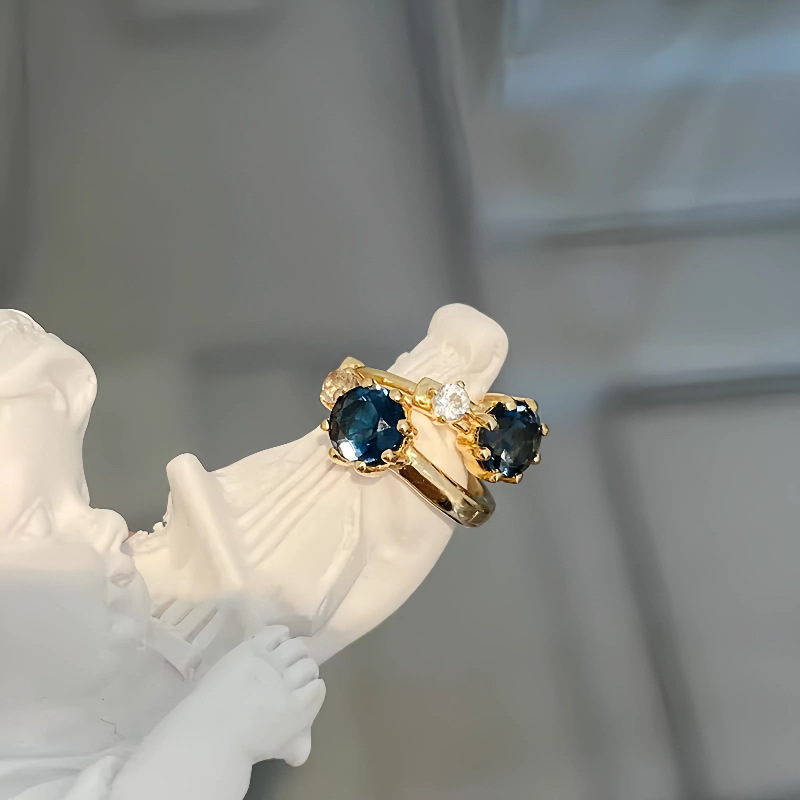 Σκουλαρίκια S925 επιχρυσωμένα με χρυσό 14 καρατίων με μπλε ζιργκόν για γυναίκες, μοντέρνα, ευέλικτα, προσβάσιμα, πολυτελή, συμπαγή σκουλαρίκια, σκουλαρίκια