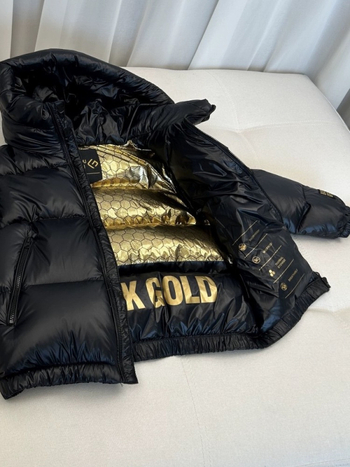 Nova originalna zimska dječja crno-zlatna zadebljana topla kratka puhasta jakna s kapuljačom za starije djevojčice