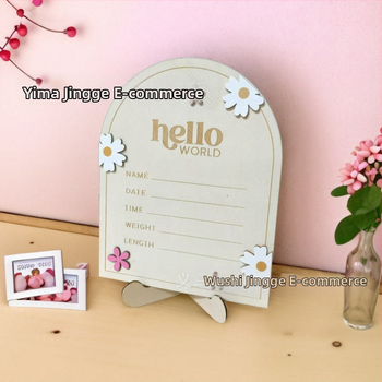 На склад HELLO world розово цвете с маргаритка триизмерна арка фоторамка стандартна скоба реквизит за снимане