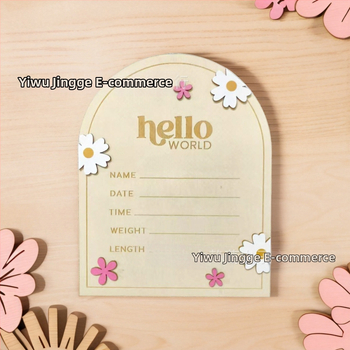 На склад HELLO world розово цвете с маргаритка триизмерна арка фоторамка стандартна скоба реквизит за снимане