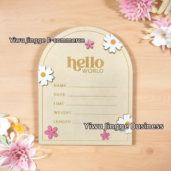 На склад HELLO world розово цвете с маргаритка триизмерна арка фоторамка стандартна скоба реквизит за снимане